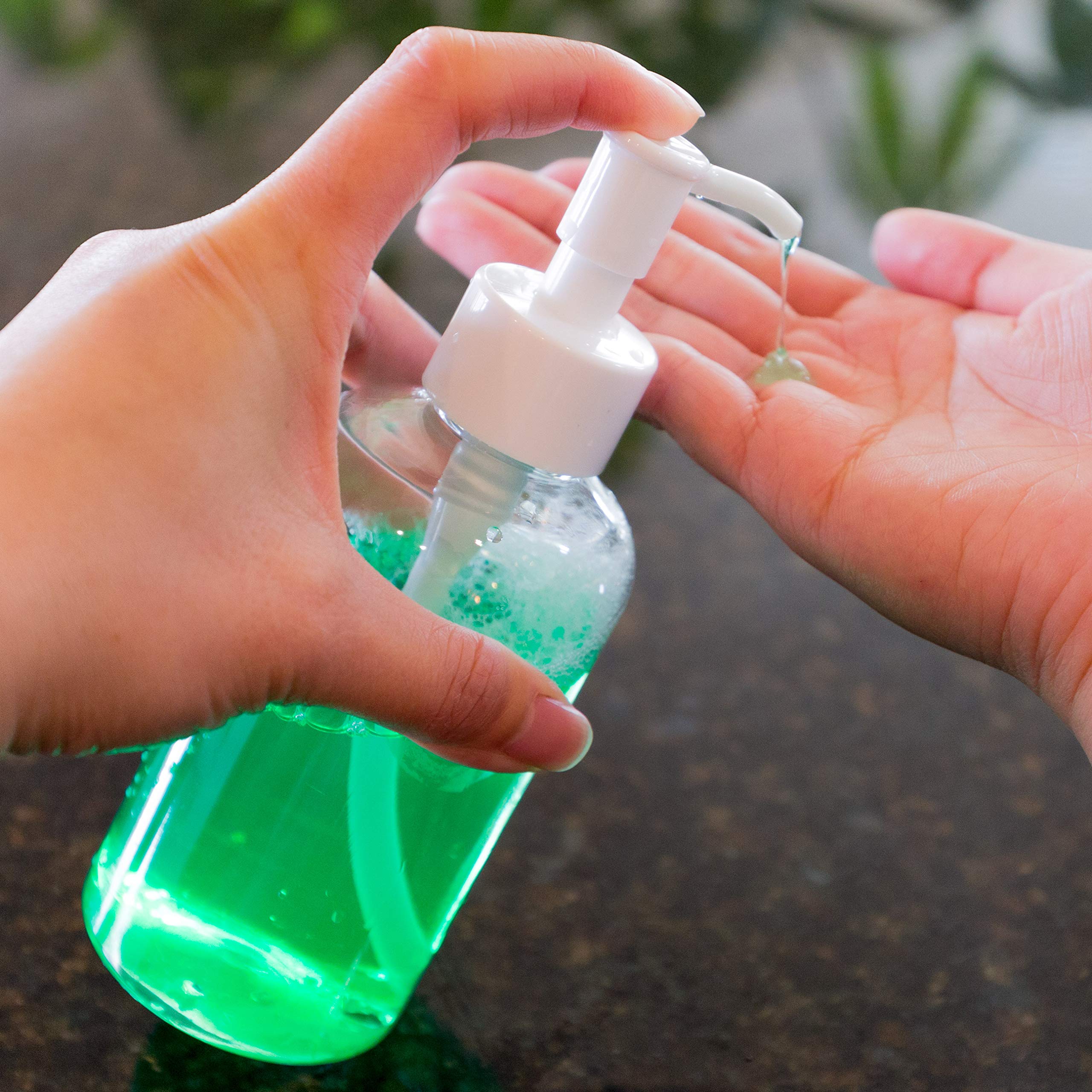 Youngever 6 Pack Plastic Pump Bottles 8 Ounce, Refillable Plastic Pump Bottles With Travel Lock (Clear)